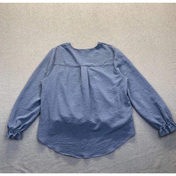 Frye Women's Size Large Blue Wrap Long Sleeve Blouse,Preppy - Picture 3 of 11